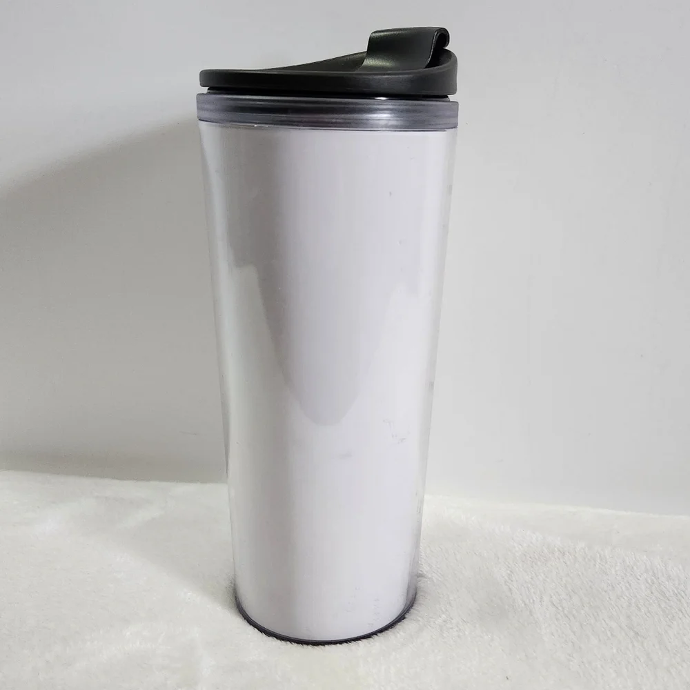 Starbucks Plastic Clear White Green Logo Travel Tumbler Mug 16 Oz